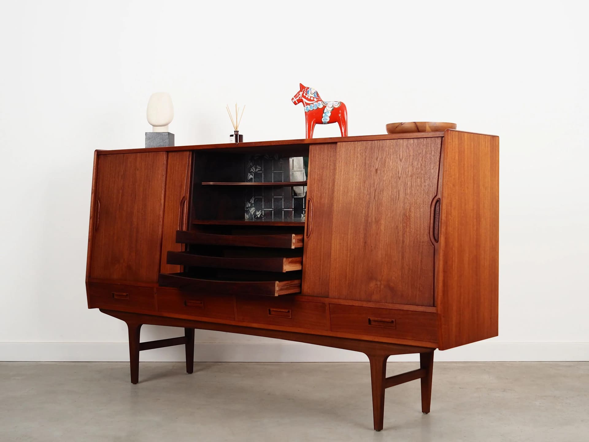 Highboard, brown teak, Børge Dam, Denmark, 1970s - 35450