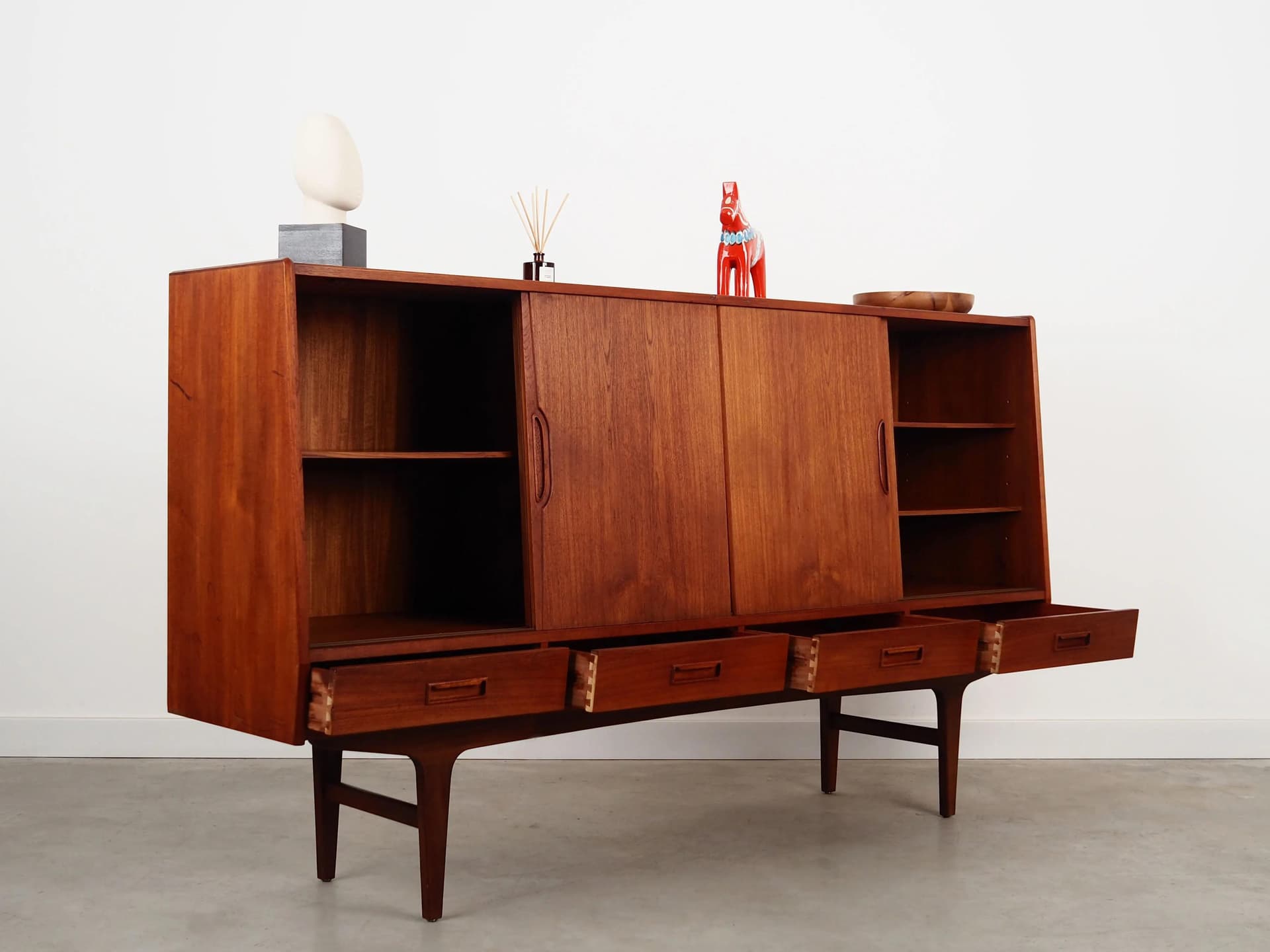 Highboard, brown teak, Børge Dam, Denmark, 1970s - 35451