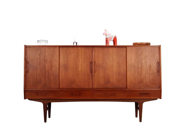 Highboard, brown teak, Børge Dam, Denmark, 1970s - DIMENSION