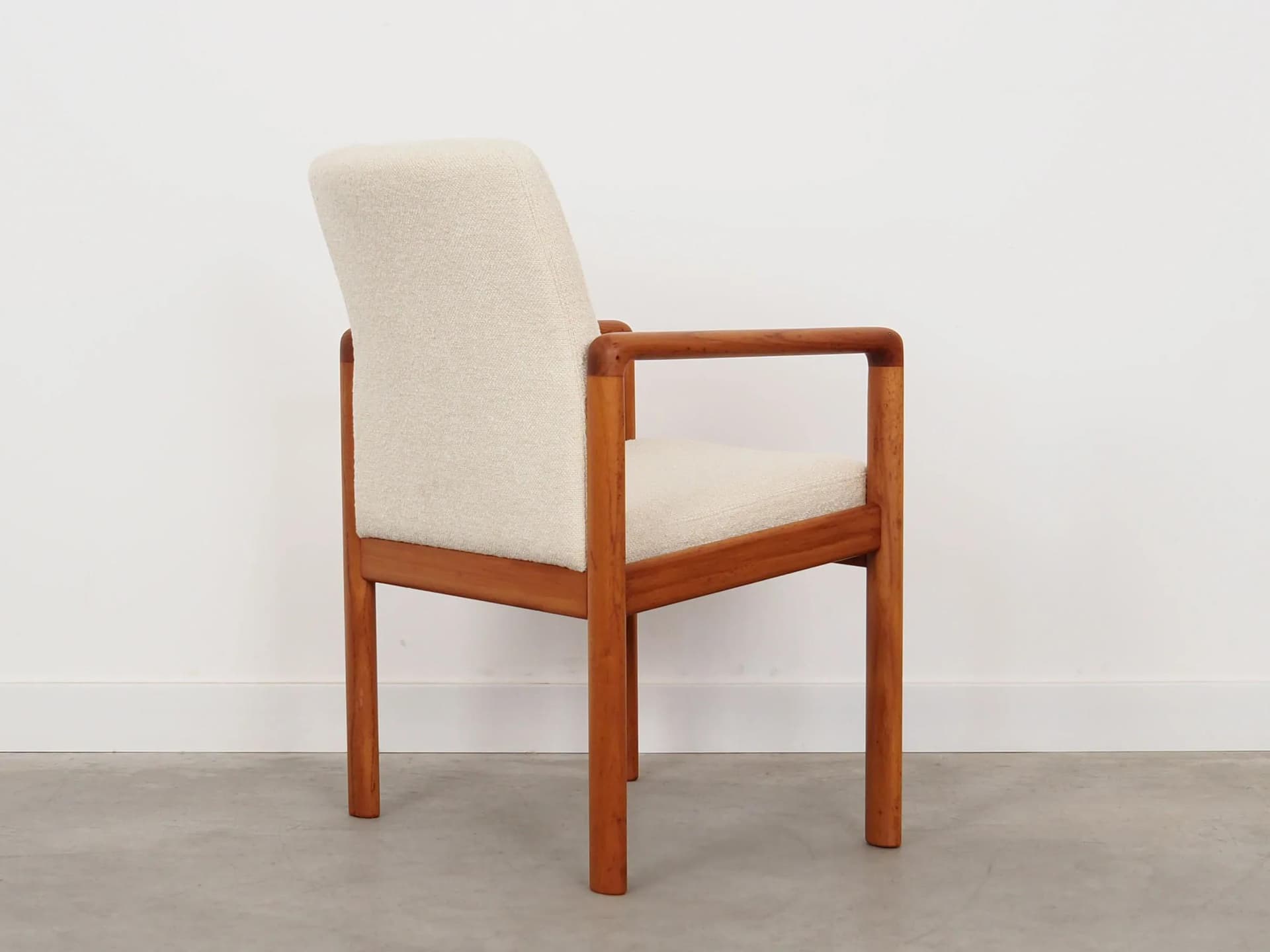 Armchair, teak beige boucle, Denmark, 1970s - 35444