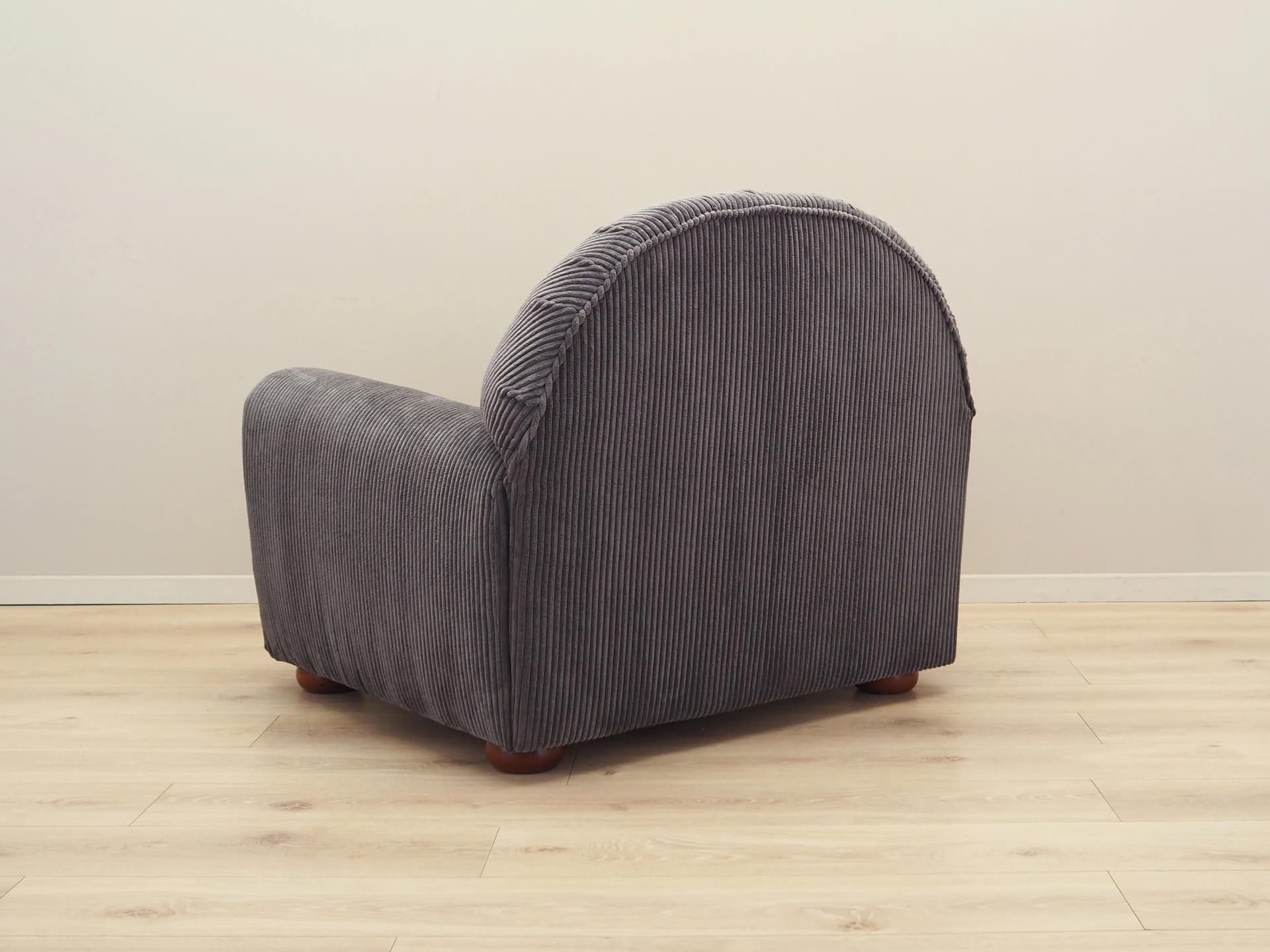 Armchair, grey velvet, wood, Italy, 1970s. - 35431