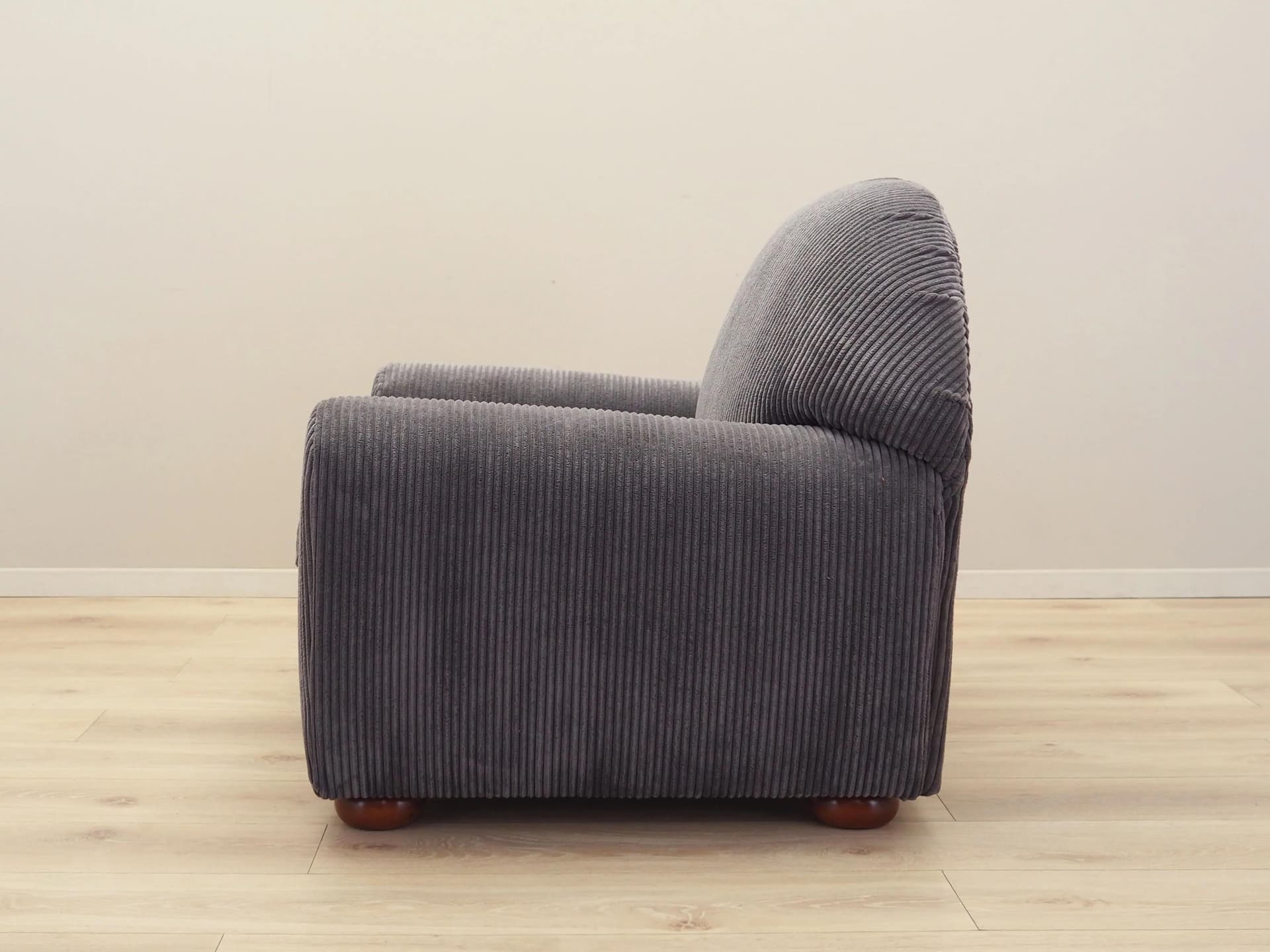 Armchair, grey velvet, wood, Italy, 1970s. - 35430