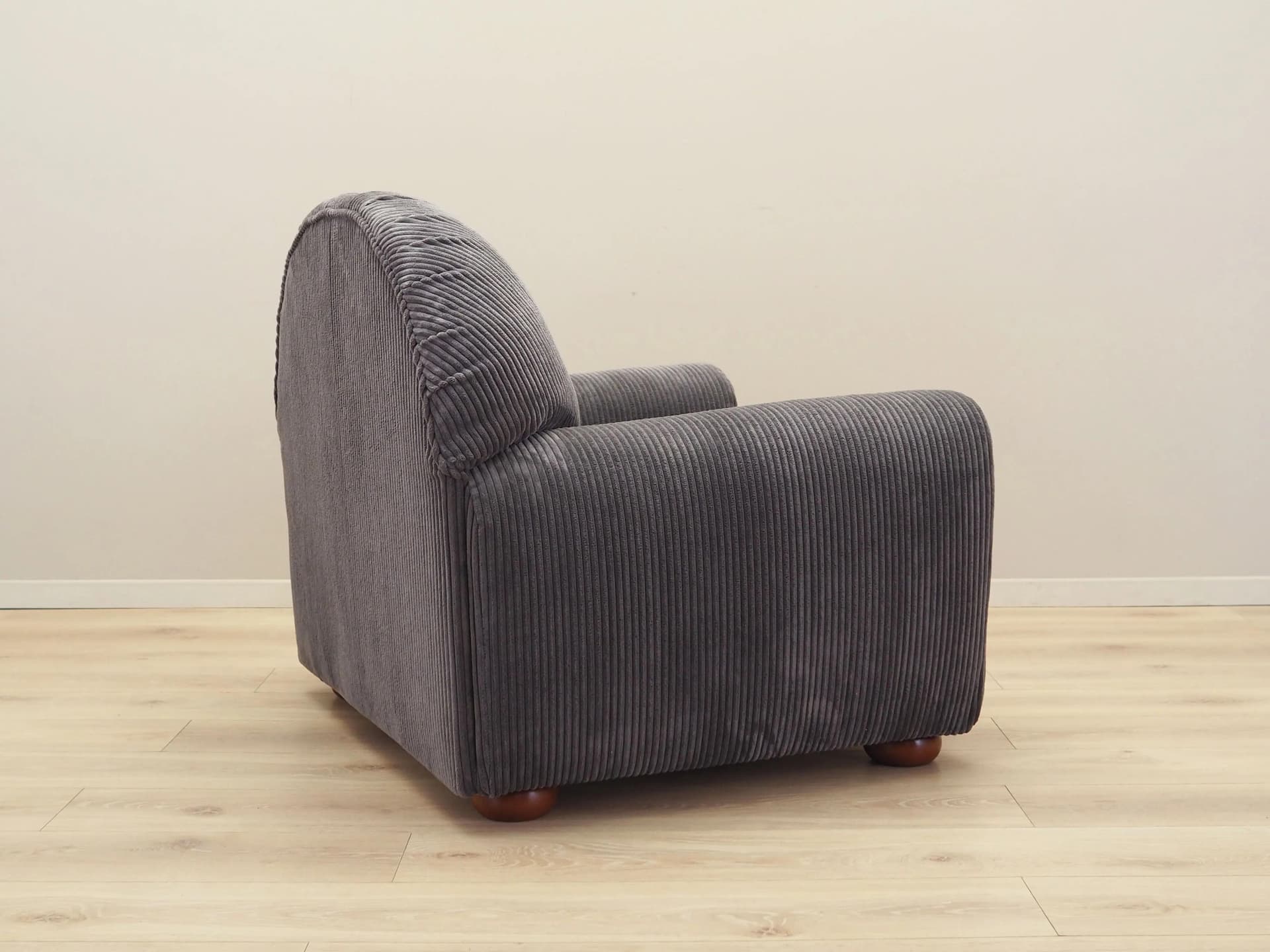 Armchair, grey velvet, wood, Italy, 1970s. - 35432