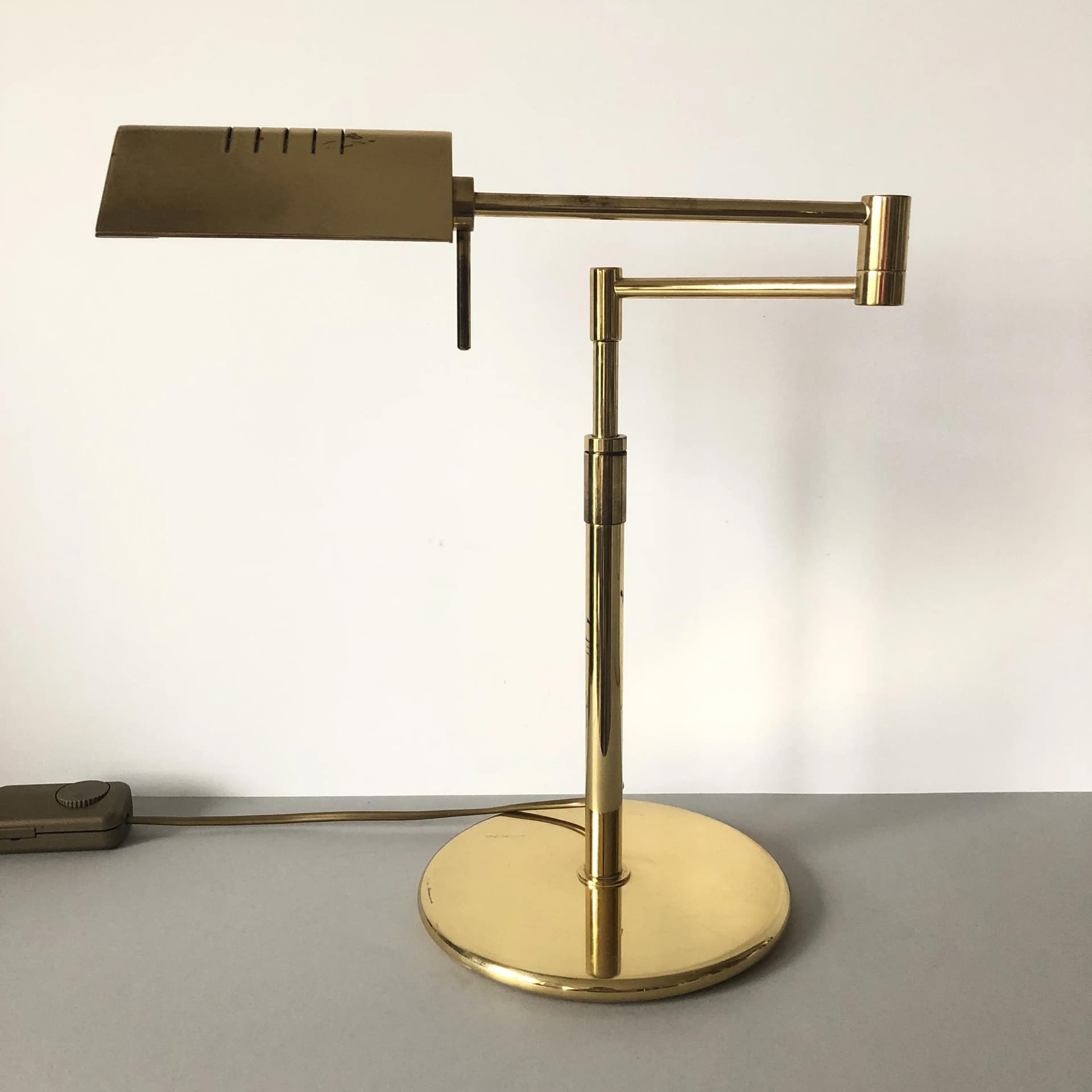 Lampa biurkowa, mosiądz złocisty, GKS Leuchten, Niemcy, lata 70. - 35519