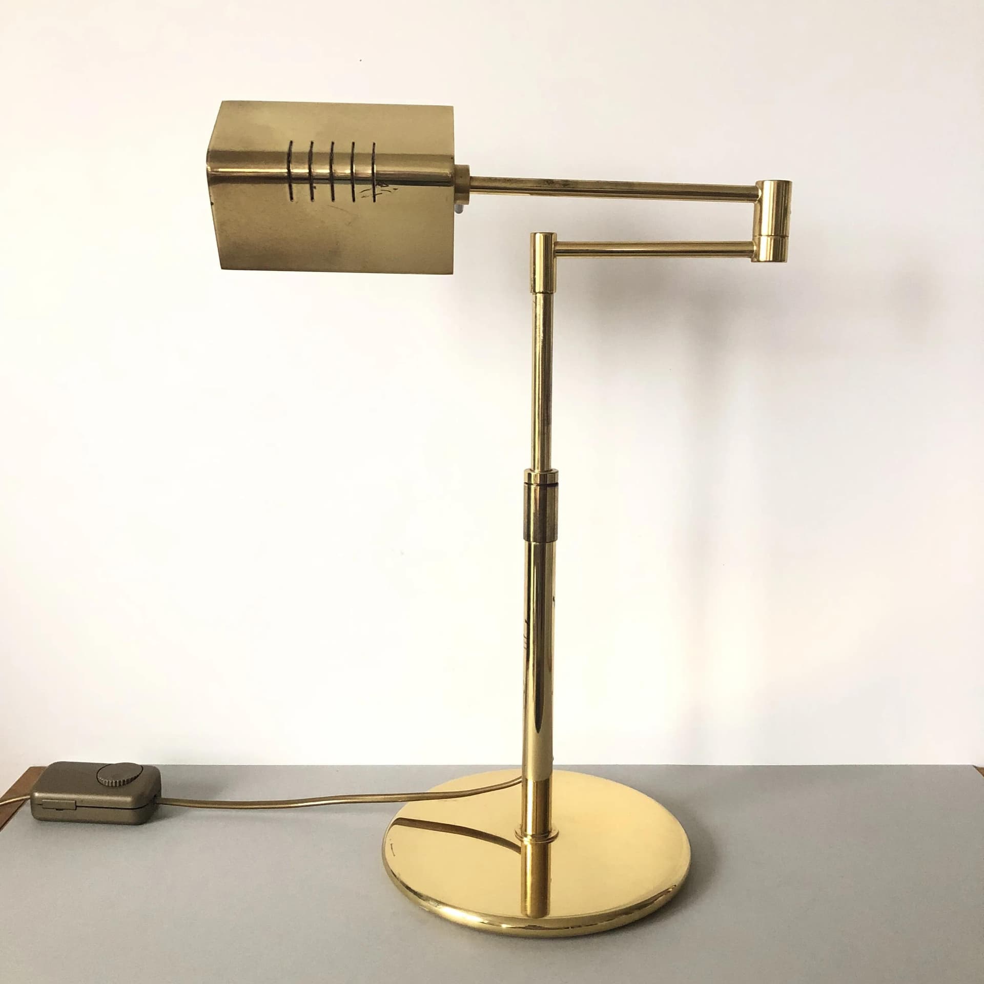 Lampa biurkowa, mosiądz złocisty, GKS Leuchten, Niemcy, lata 70. - 35522