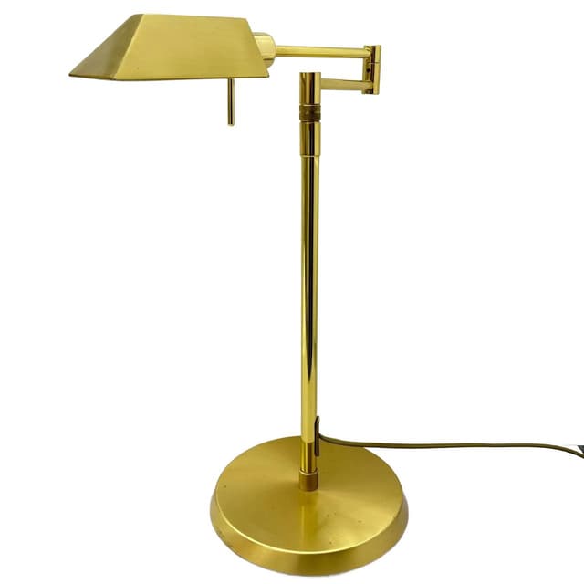 Lampa stołowa, mosiądz złoty, Holtkotter, Niemcy, lata 90. - WYMIARY