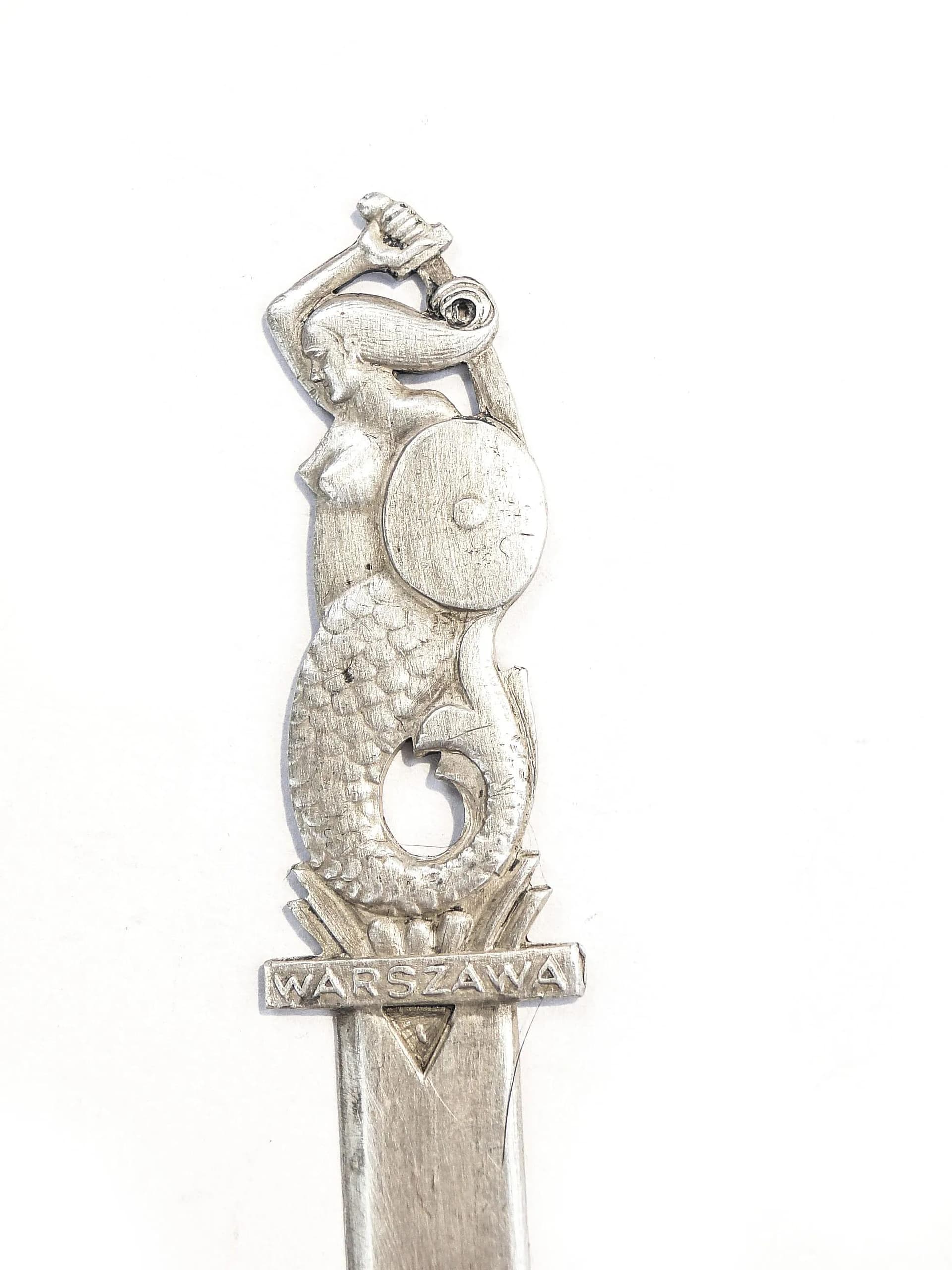 Nożyk do listów Syrenka, srebro, Rytosztuka, Polska, lata 60. - 35555