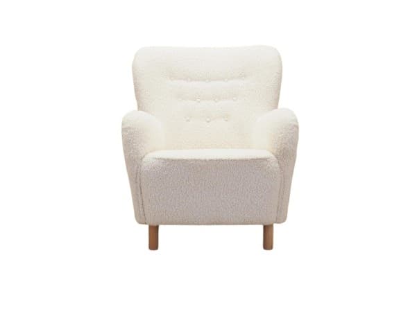 Armchair Scandinavian, white fabric, beech, Denmark, 1950s - DIMENSION