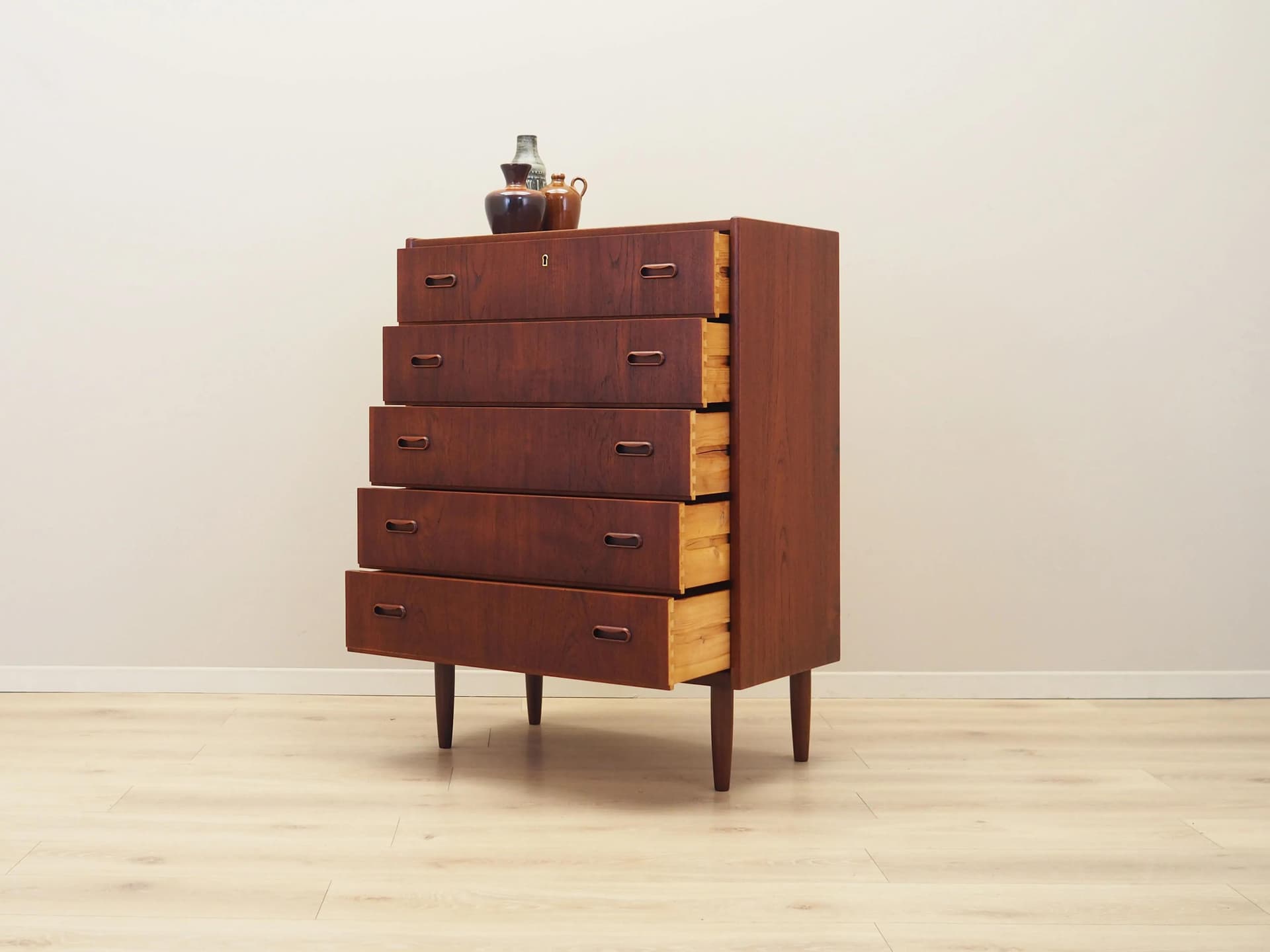 Chest of drawers, dark brown teak, Denmark, 1970s. - 35622