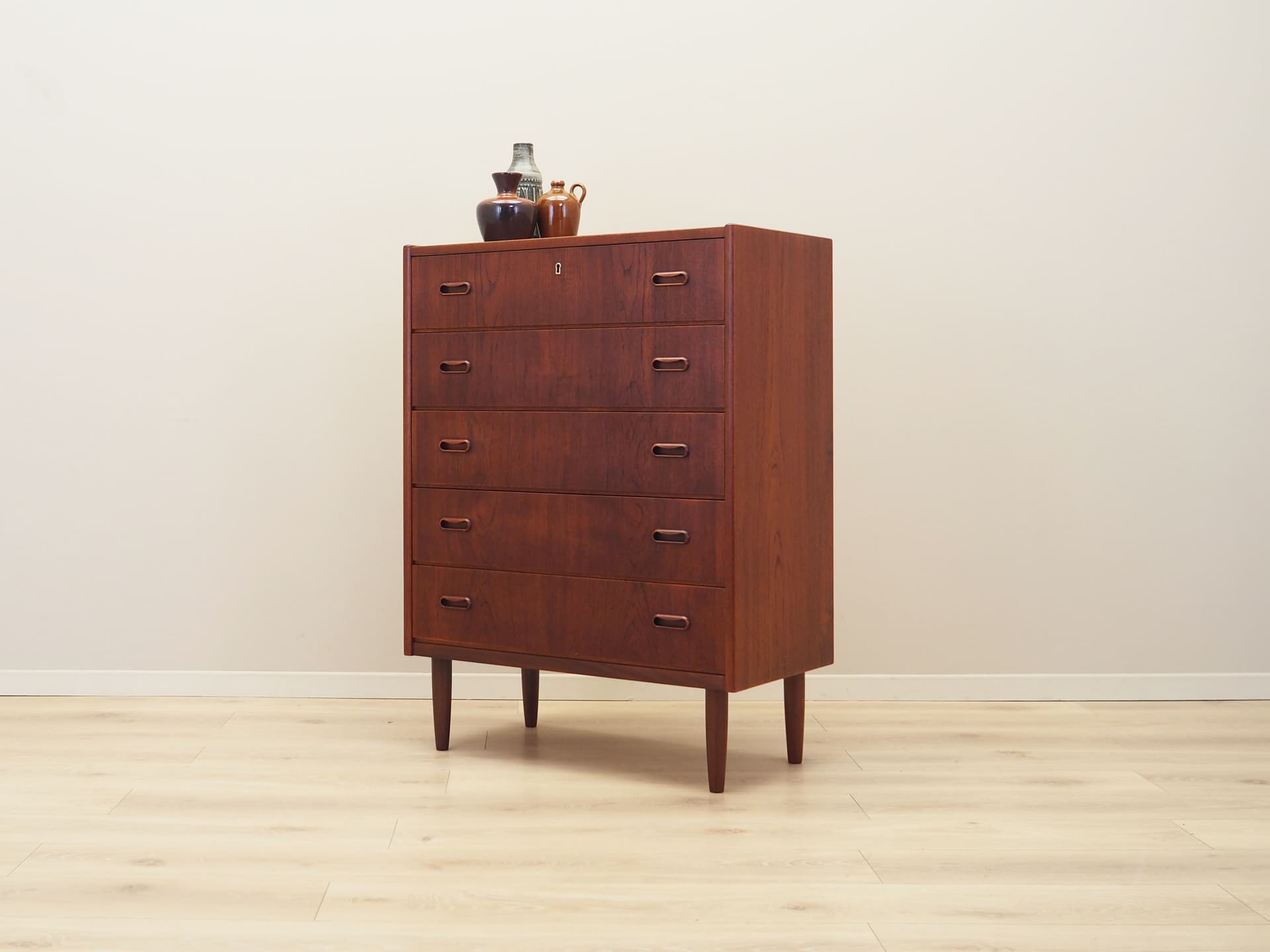 Chest of drawers, dark brown teak, Denmark, 1970s. - 63399
