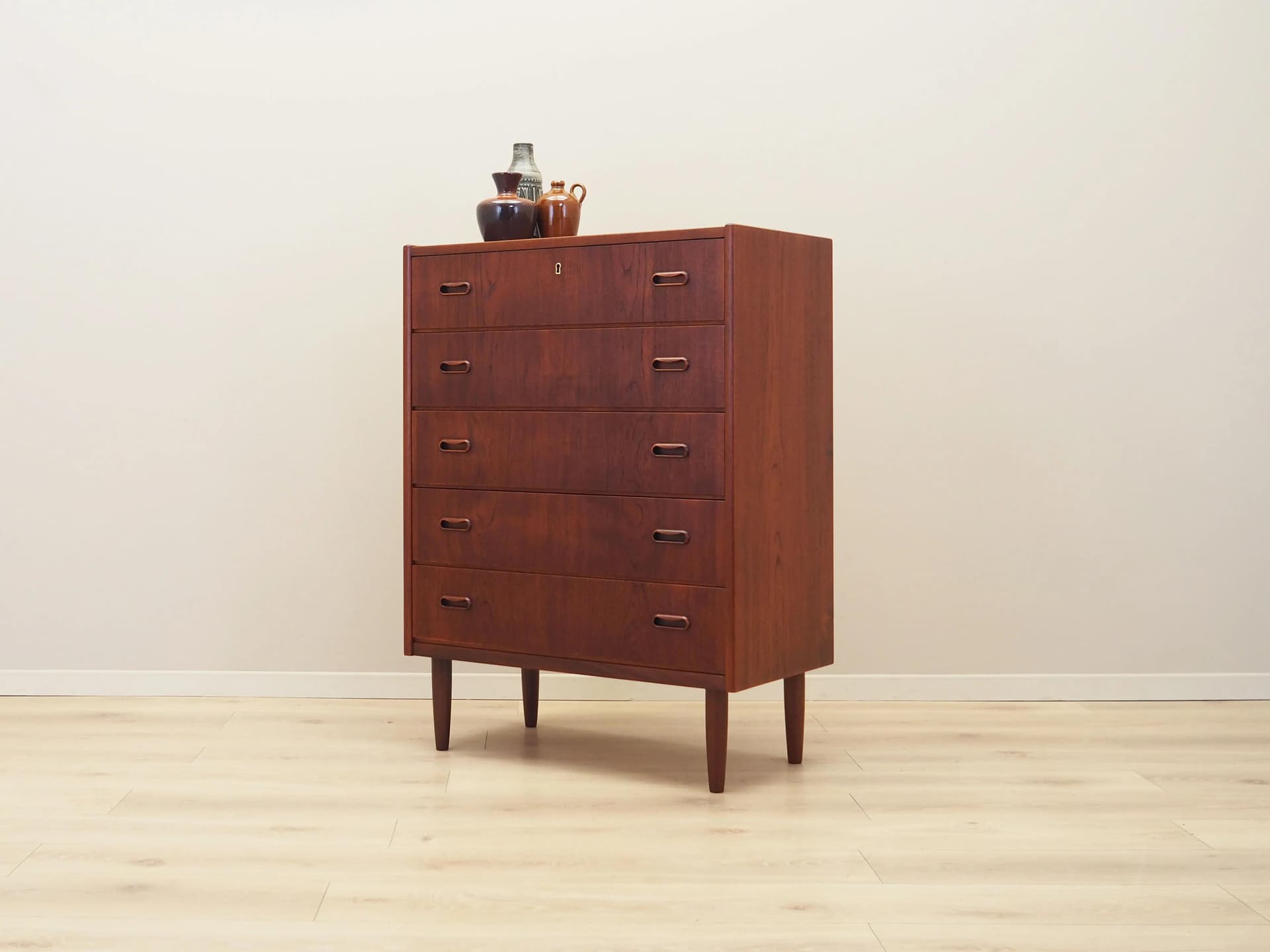 Chest of drawers, dark brown teak, Denmark, 1970s. - 35621