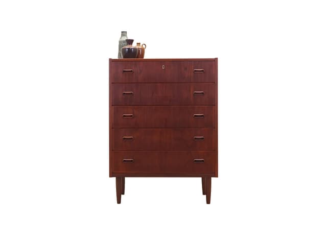 Chest of drawers, dark brown teak, Denmark, 1970s. - DIMENSION