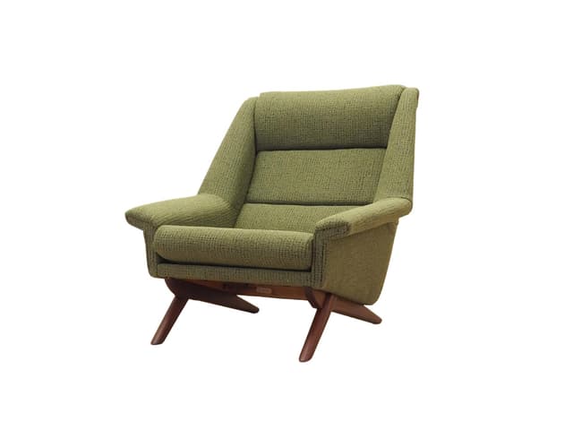 Fotel Model 45, zielony, wełna, teak, Horsens Møbelfabrik, Dania, lata 70. - WYMIARY