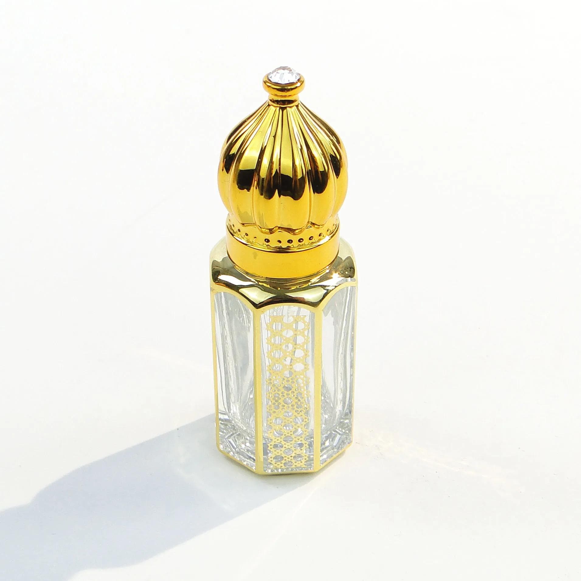 Flakon na perfumy, złoty, szkło, Polska, lata 50. - 35538