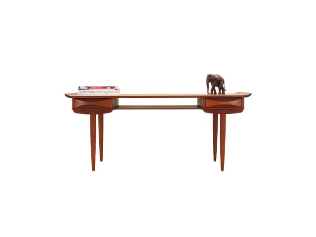Coffee table, orange teak, Denmark, 1970s - DIMENSION