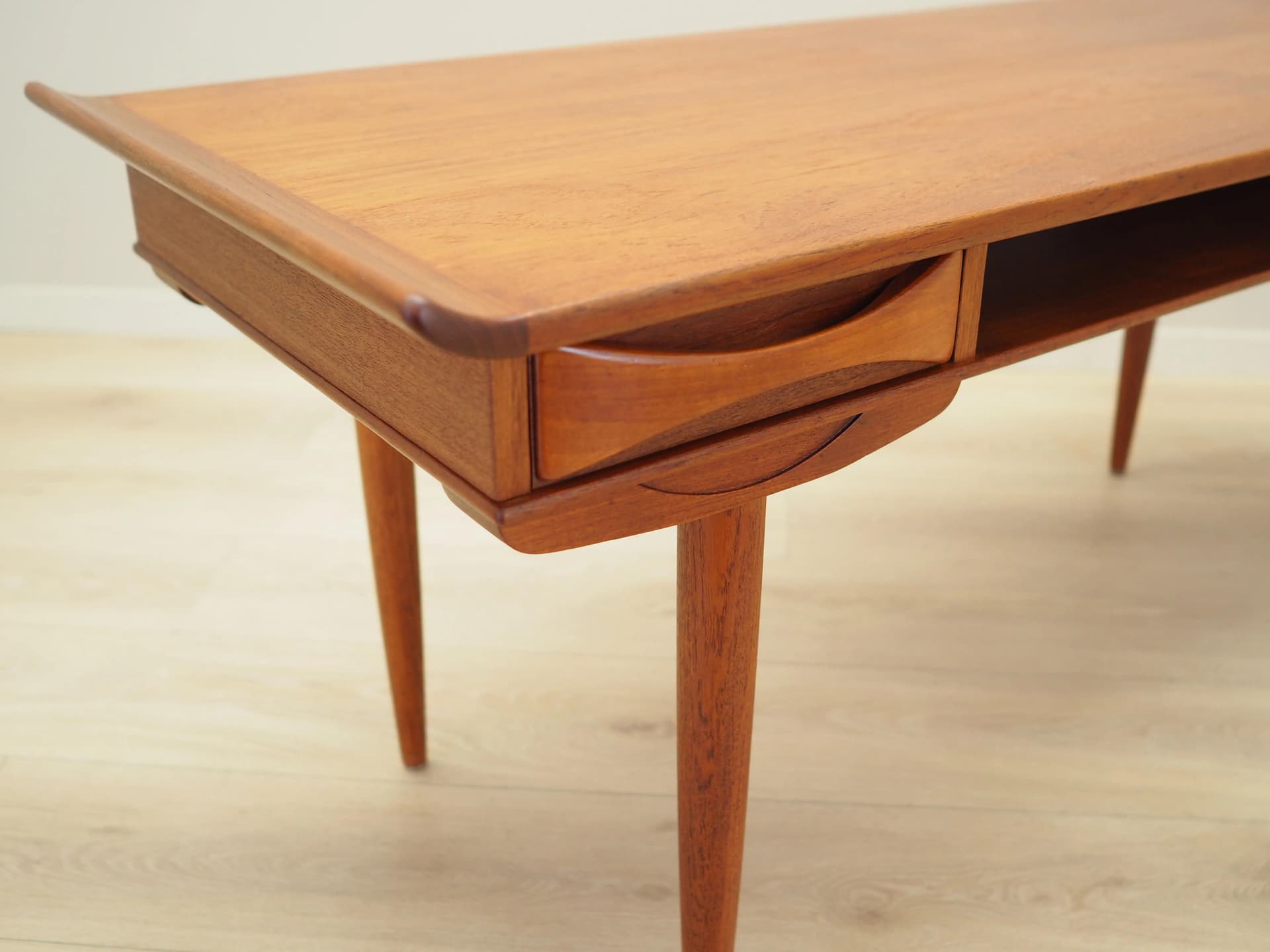 Coffee table, orange teak, Denmark, 1970s - 35596