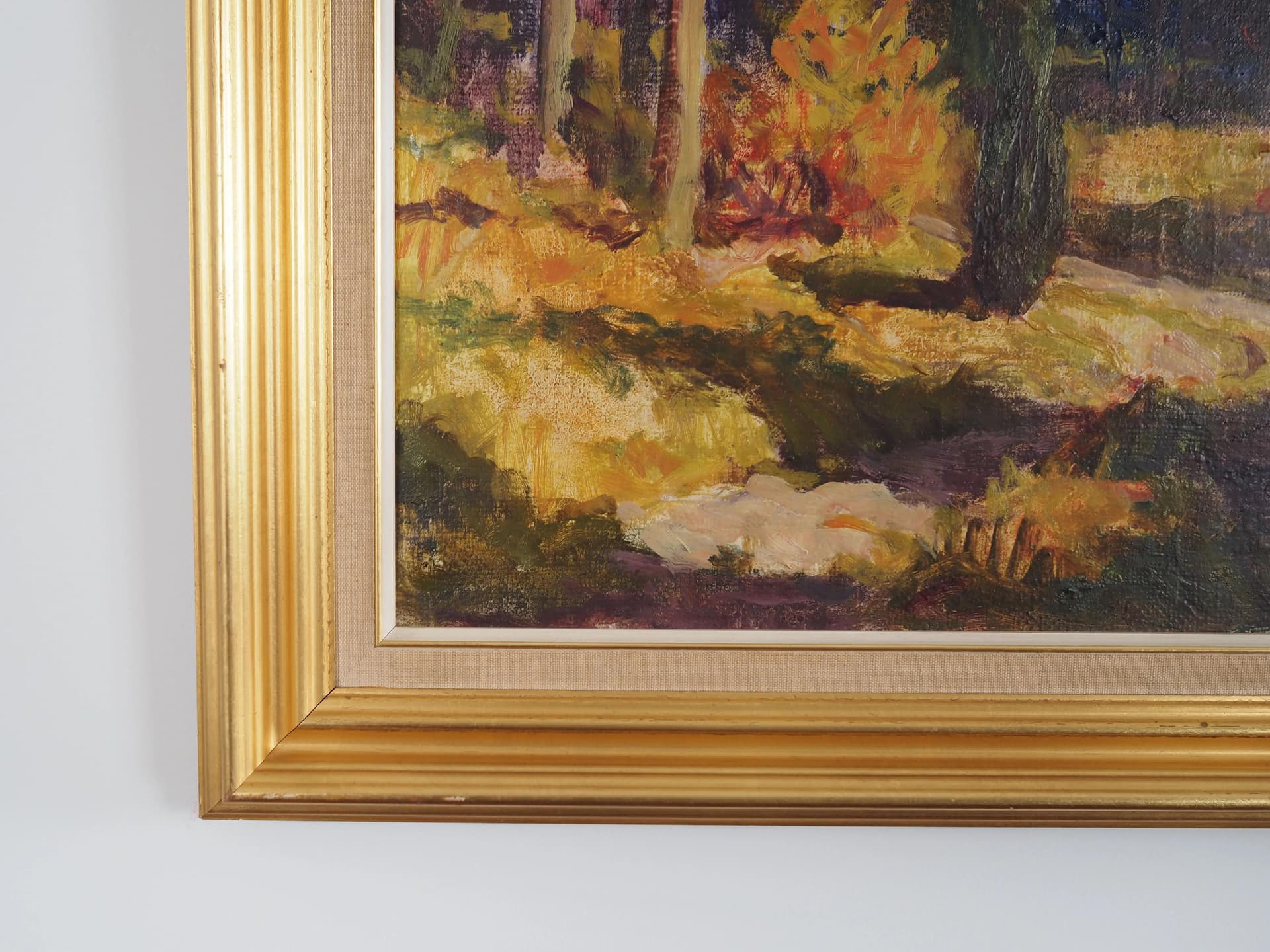 Obraz olejny, skandynawski, multicolor, płótno, lata 60. - 35884