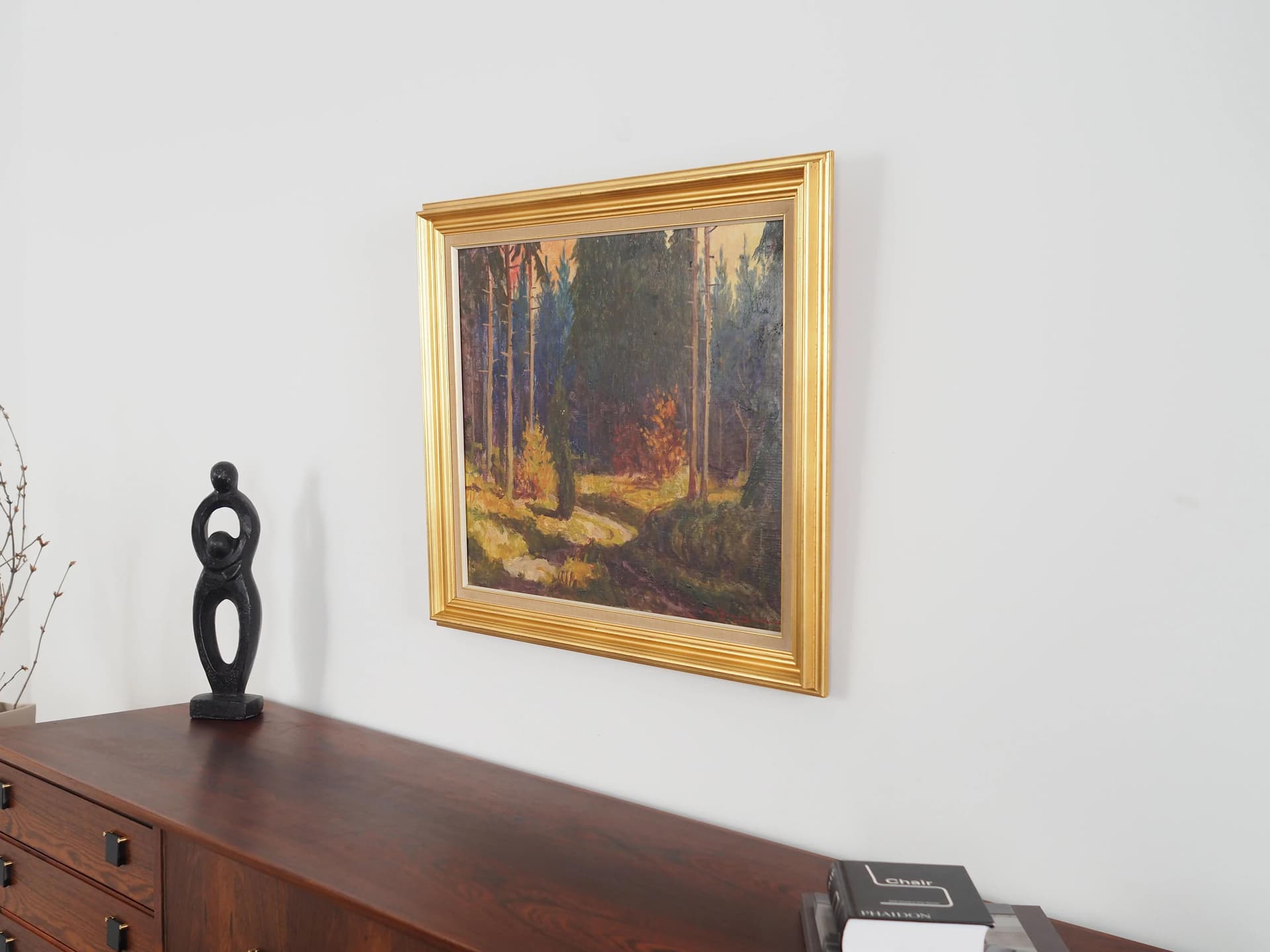 Obraz olejny, skandynawski, multicolor, płótno, lata 60. - 35878