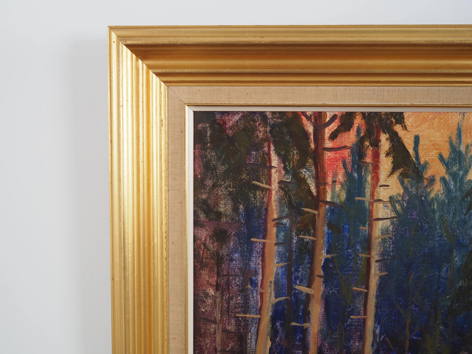 Obraz olejny, skandynawski, multicolor, płótno, lata 60. - 35882