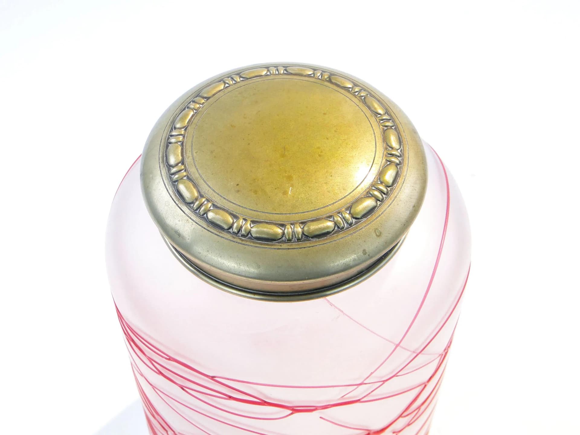 Herbatnica secesyjna, Poschinger, szkło transparentne matowione różowe, Niemcy, początek XX w. - 35703