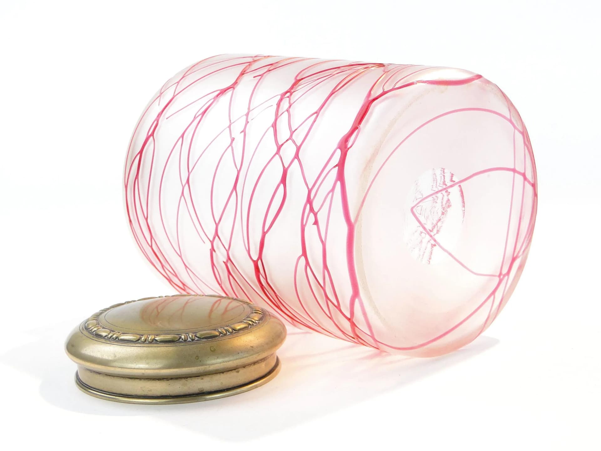 Herbatnica secesyjna, Poschinger, szkło transparentne matowione różowe, Niemcy, początek XX w. - 35705