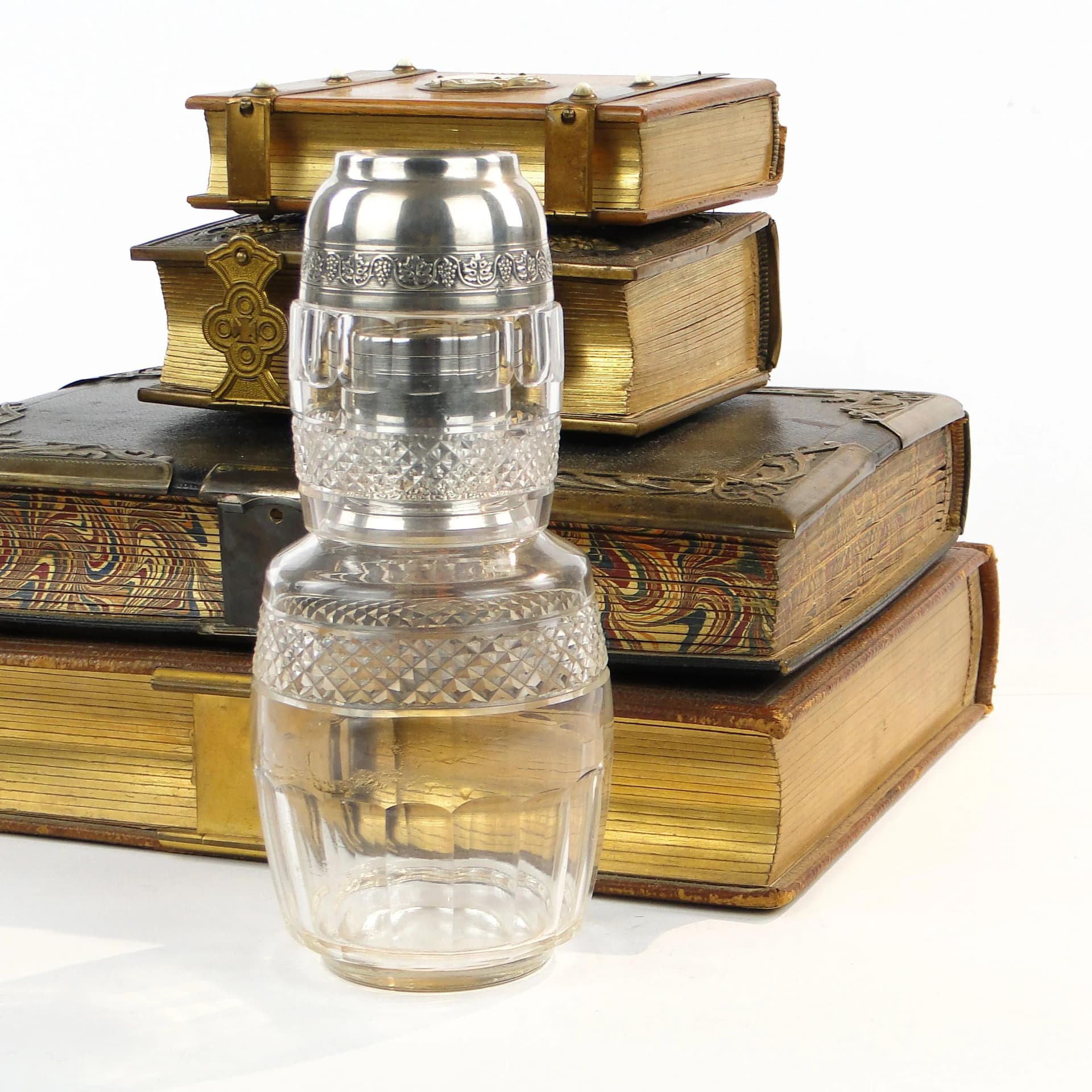 Water carafe, transparent crystal, silver, Baccarat, France, early 20th c. - 35961