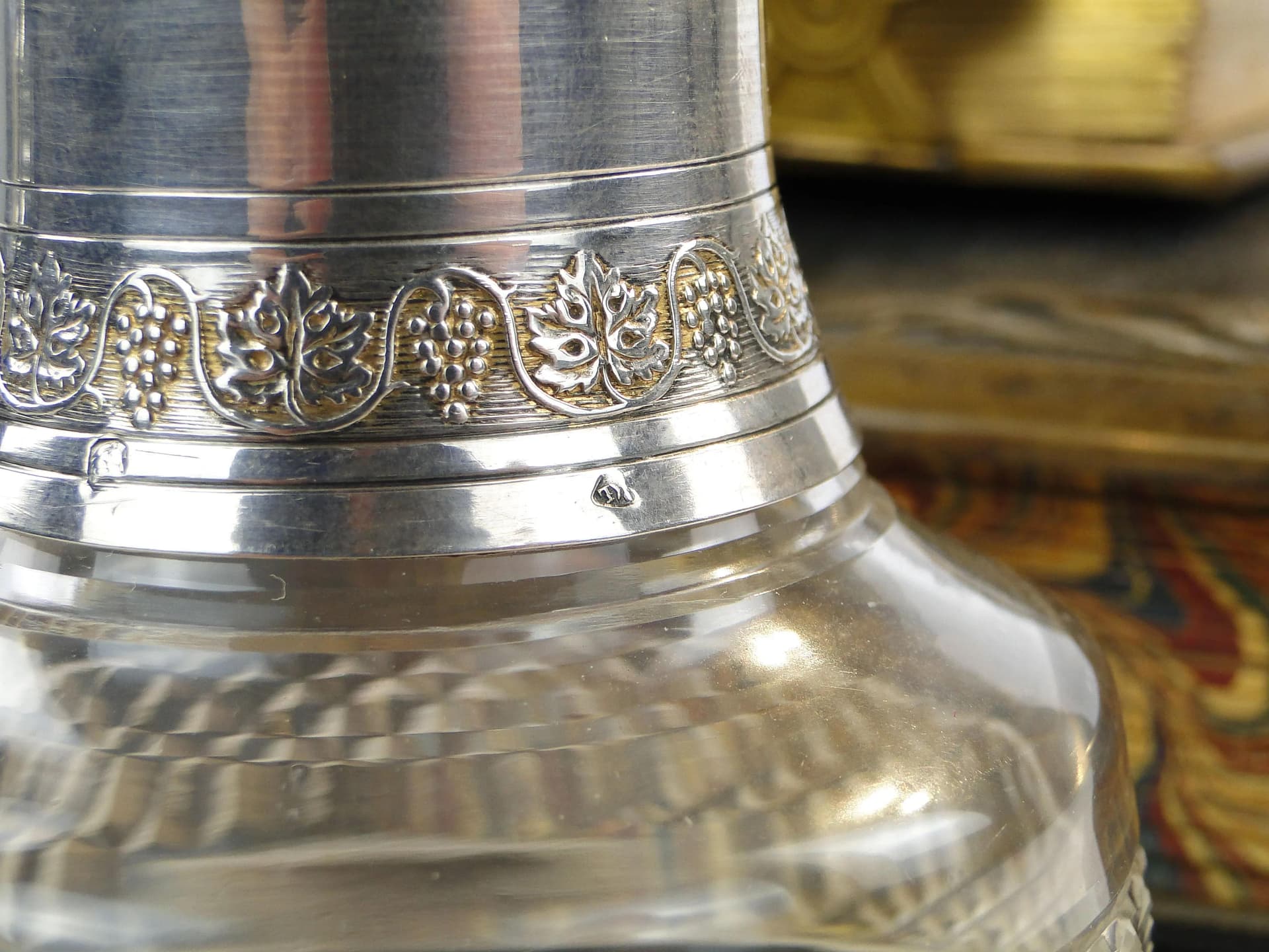 Water carafe, transparent crystal, silver, Baccarat, France, early 20th c. - 35969