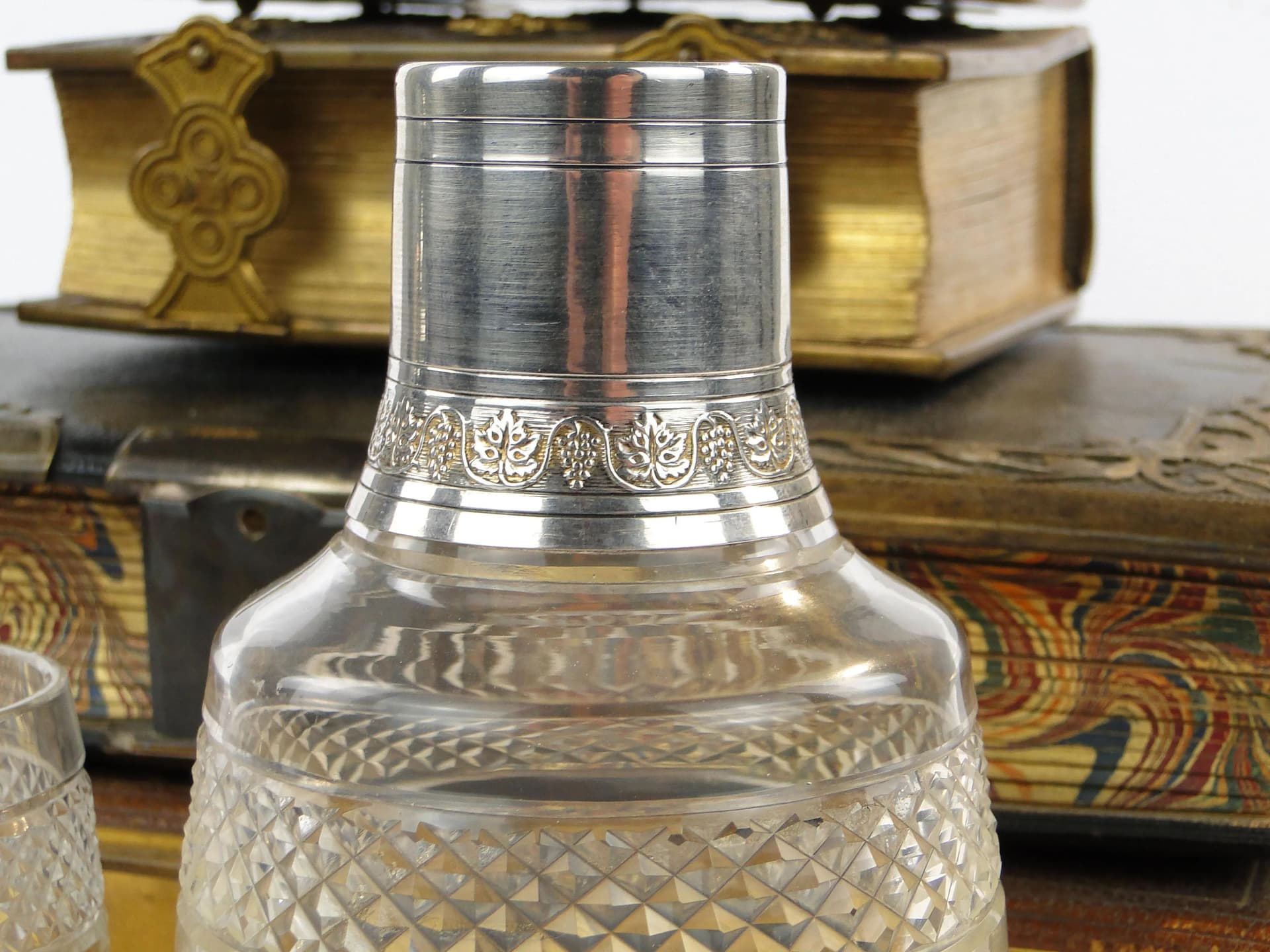 Water carafe, transparent crystal, silver, Baccarat, France, early 20th c. - 35965