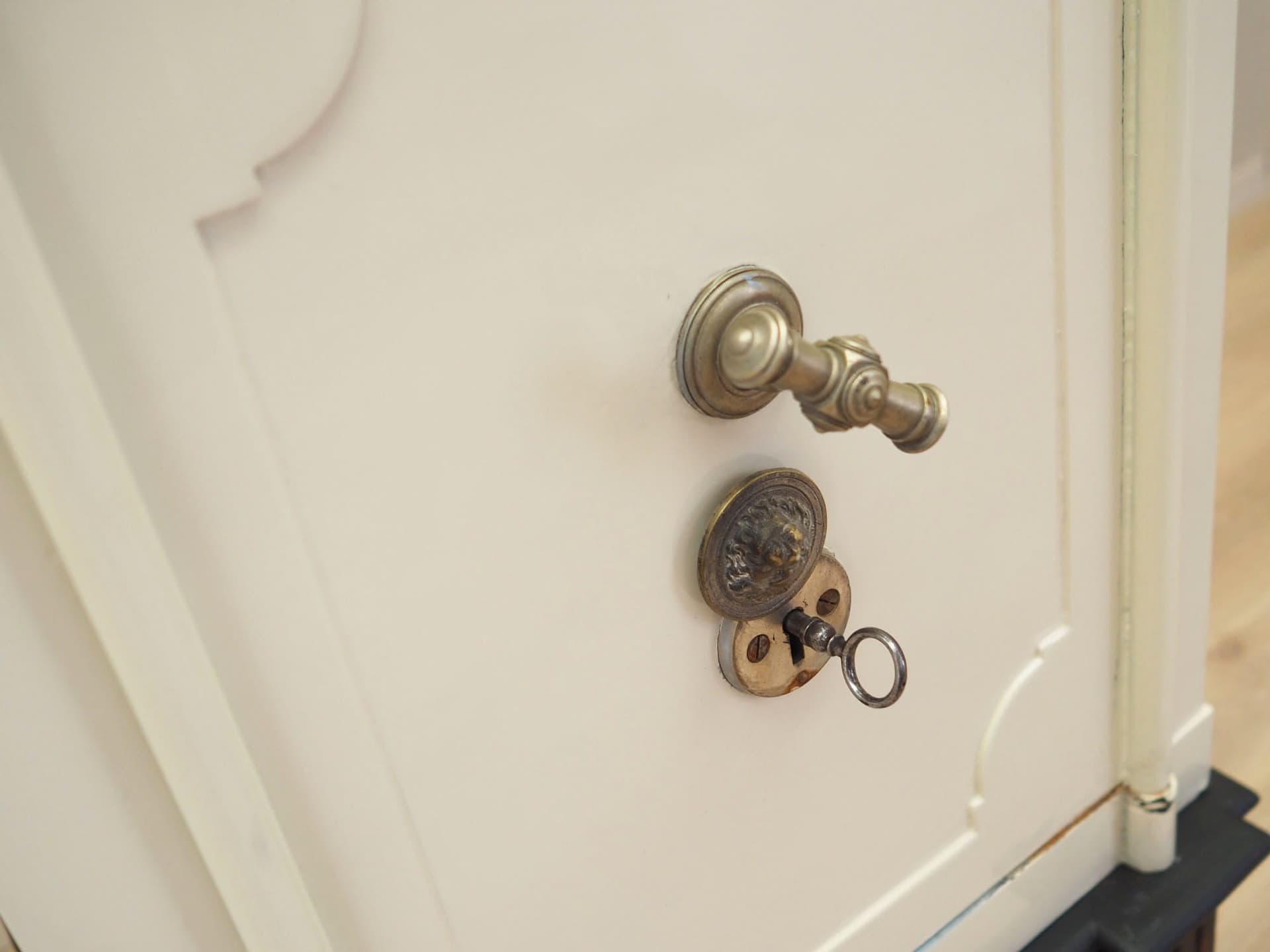 Scandinavian Safe, ivory steel, dark pine, Denmark, 1950s - 58111