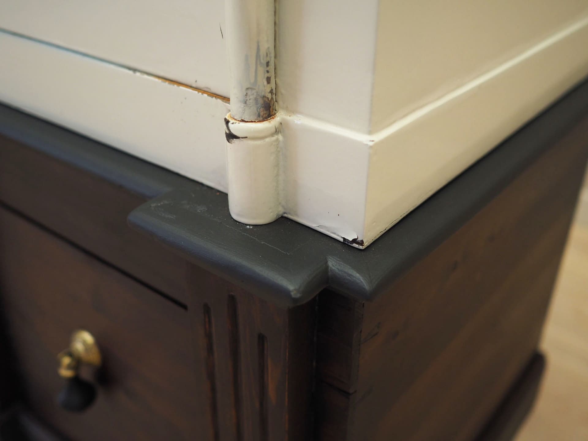 Scandinavian Safe, ivory steel, dark pine, Denmark, 1950s - 58114