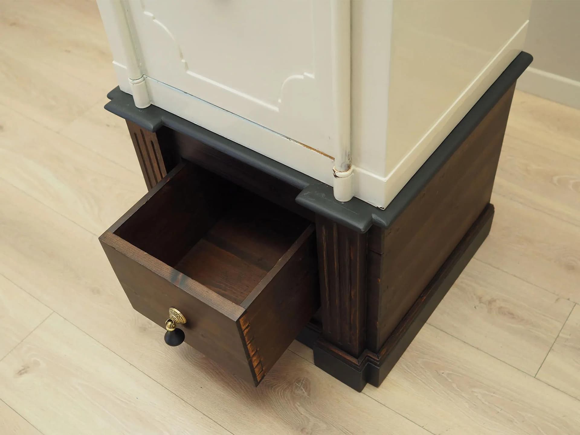 Scandinavian Safe, ivory steel, dark pine, Denmark, 1950s - 35775