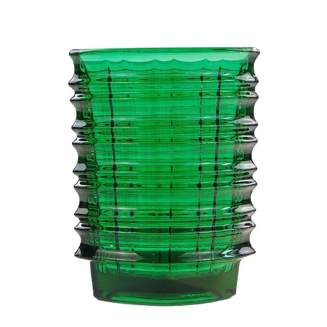 Wazon optyczny, zielony, szkło, proj. J. S. Drost, Ząbkowice, Polska, lata 60. - WYMIARY