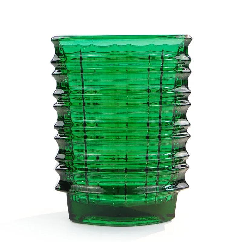 Wazon optyczny, zielony, szkło, proj. J. S. Drost, Ząbkowice, Polska, lata 60. - 35936