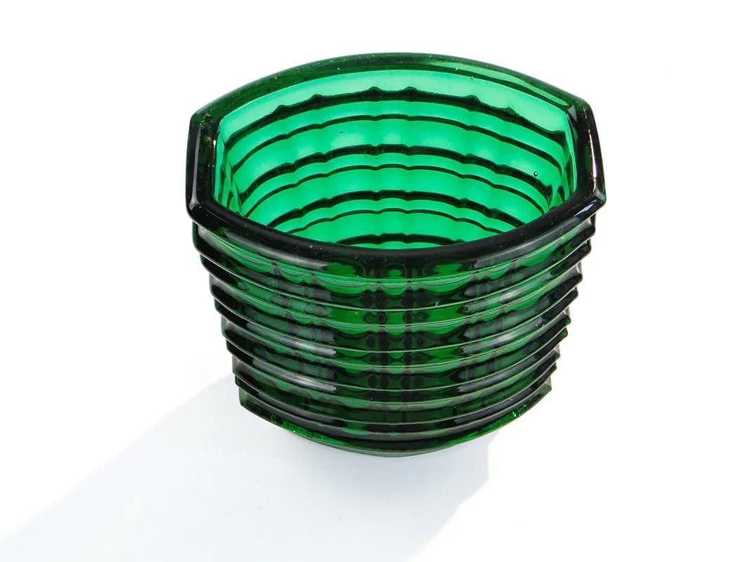 Wazon optyczny, zielony, szkło, proj. J. S. Drost, Ząbkowice, Polska, lata 60. - 35939