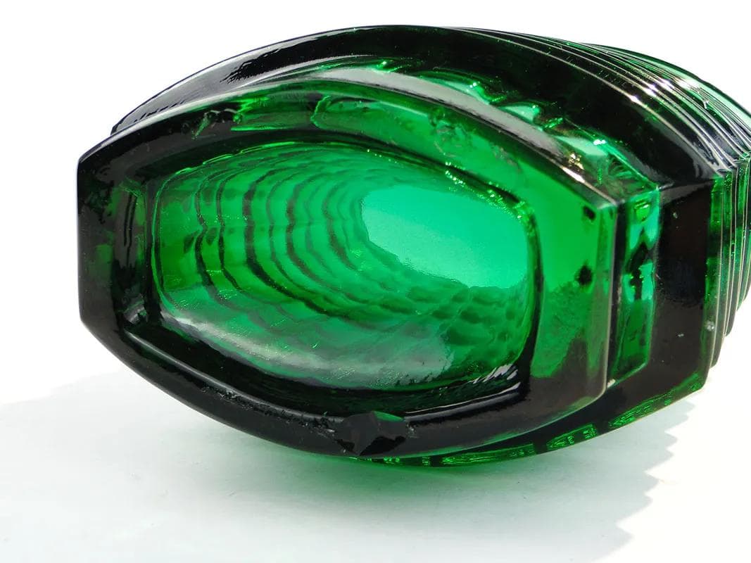 Wazon optyczny, zielony, szkło, proj. J. S. Drost, Ząbkowice, Polska, lata 60. - 35942