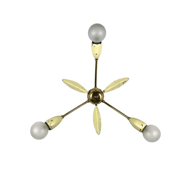 Mosiężny, kremowo-żółty kinkiet minimalistyczny, Niemcy, lata 60. - WYMIARY