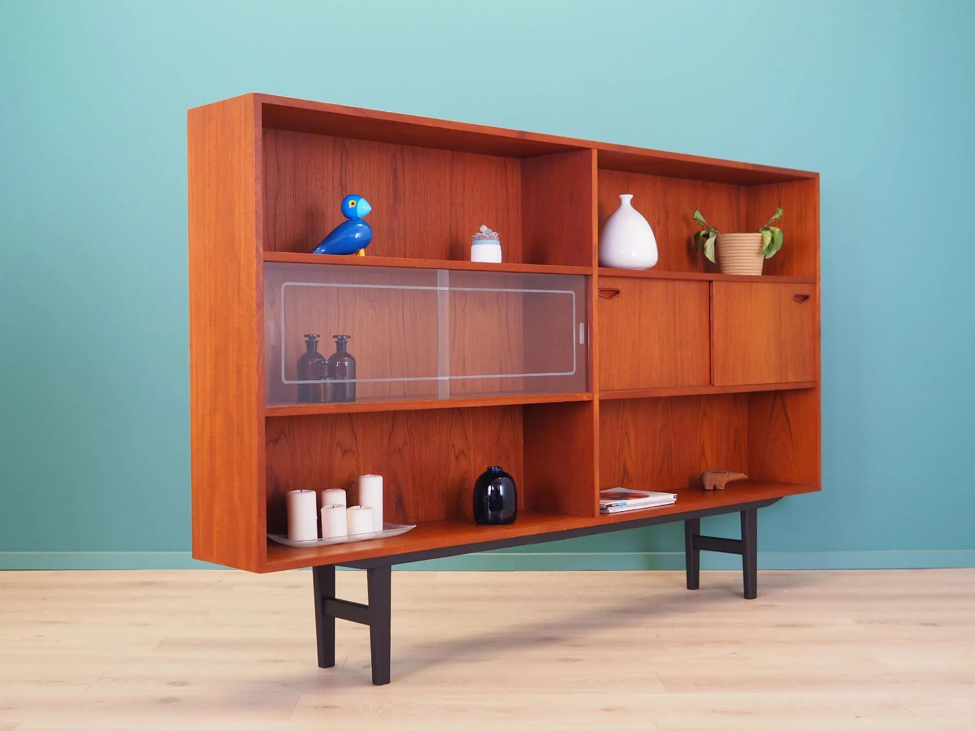 Bookcase, brown teak, Clausen & Søn, Denmark, 1970s - 36026