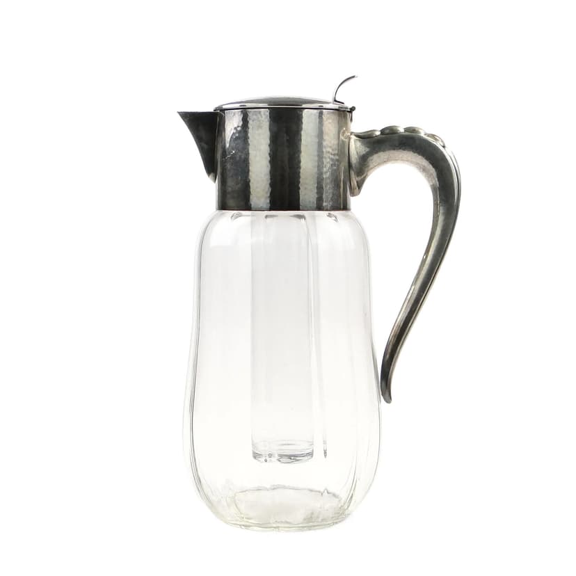Crystal pitcher, transparent, Belgium, 1920s.