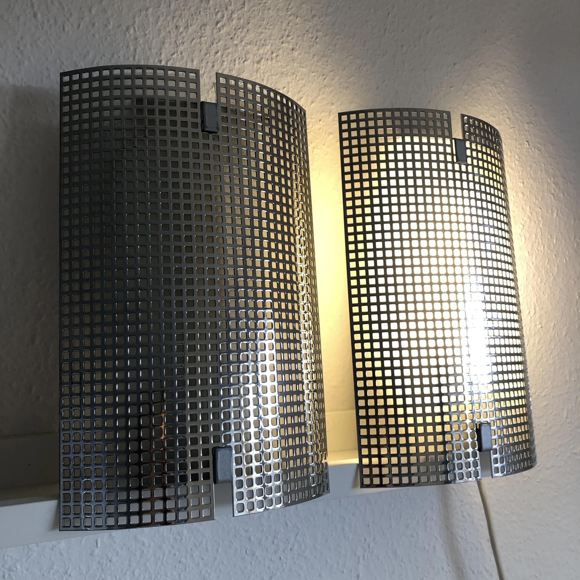 Pair of wall sconces, chrome, silver metal, LTS, Germany, 1990s. - 36064