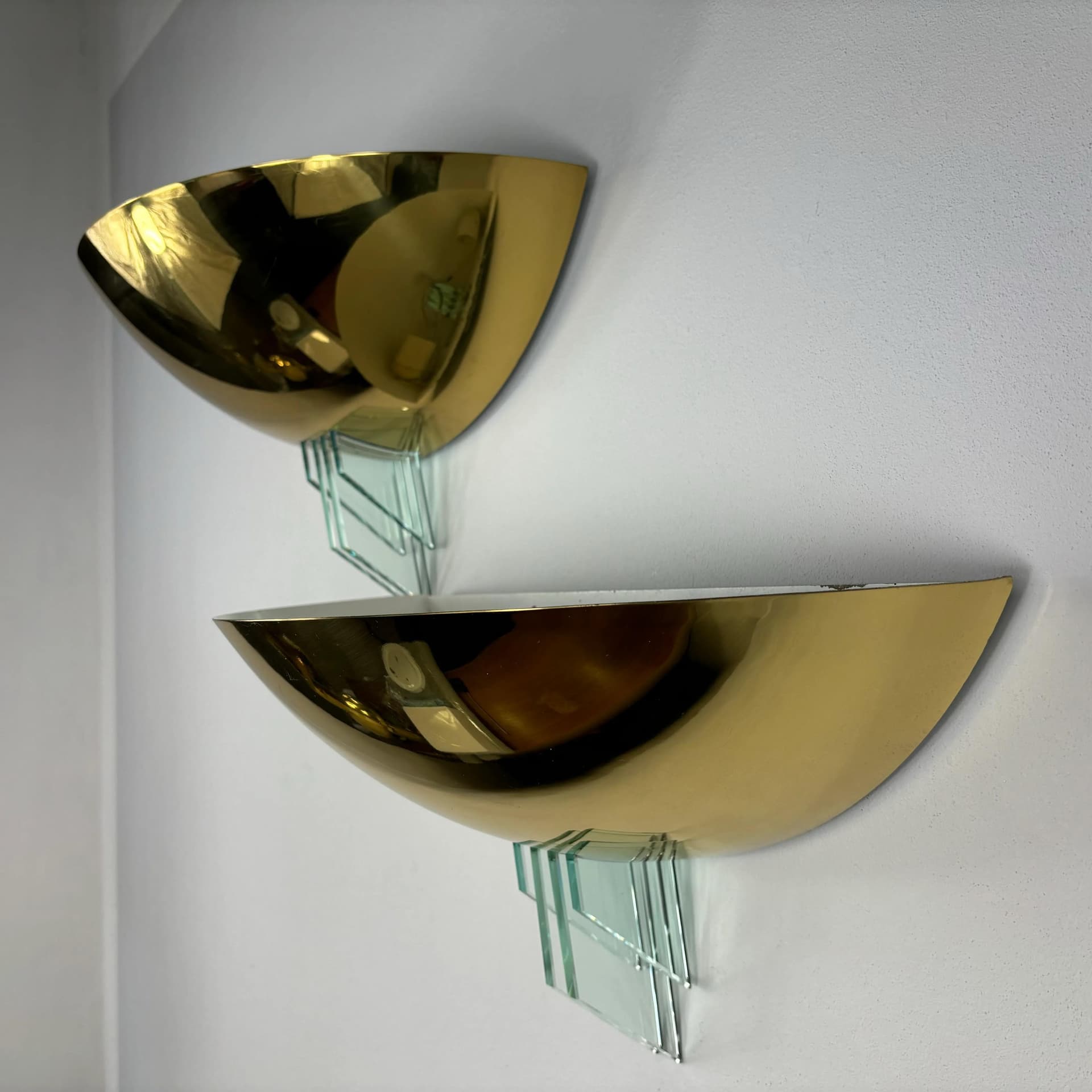 Para kinkietów Art Deco, mosiądz złoty, Baulmann Leuchten, Niemcy, lata 90. - 36041