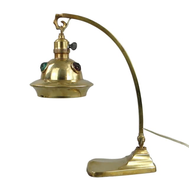 Desk Lamp Art Nouveau, golden, brass, Sweden, early 20th c. - DIMENSION