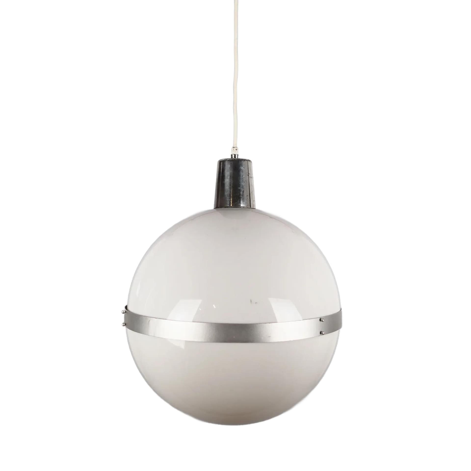 Pendant Lamp Space Age, white plastic, Italy, 1970s