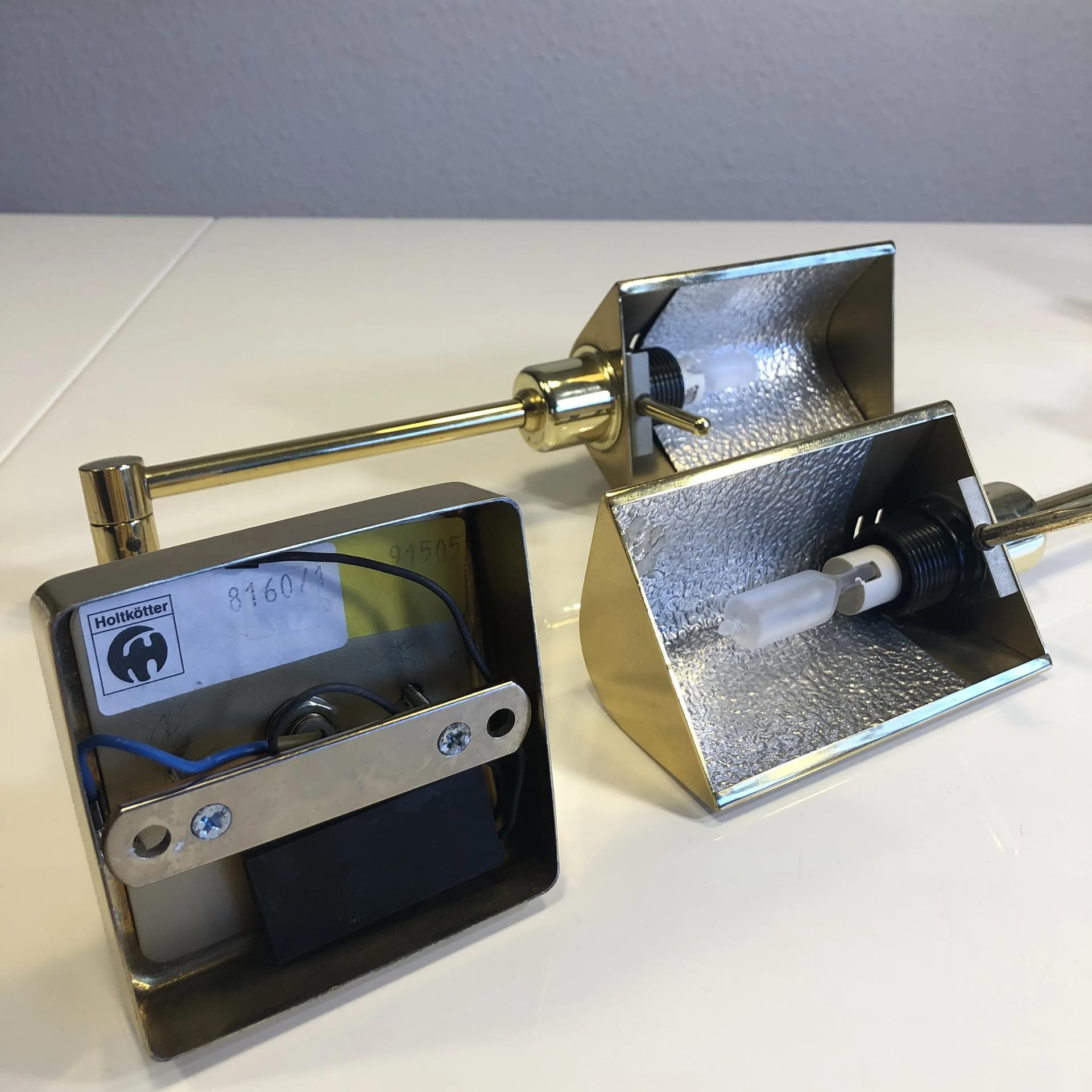 Mosiężne kinkiety modernistyczne, Holtkötter, Niemcy, lata 80. - 36277