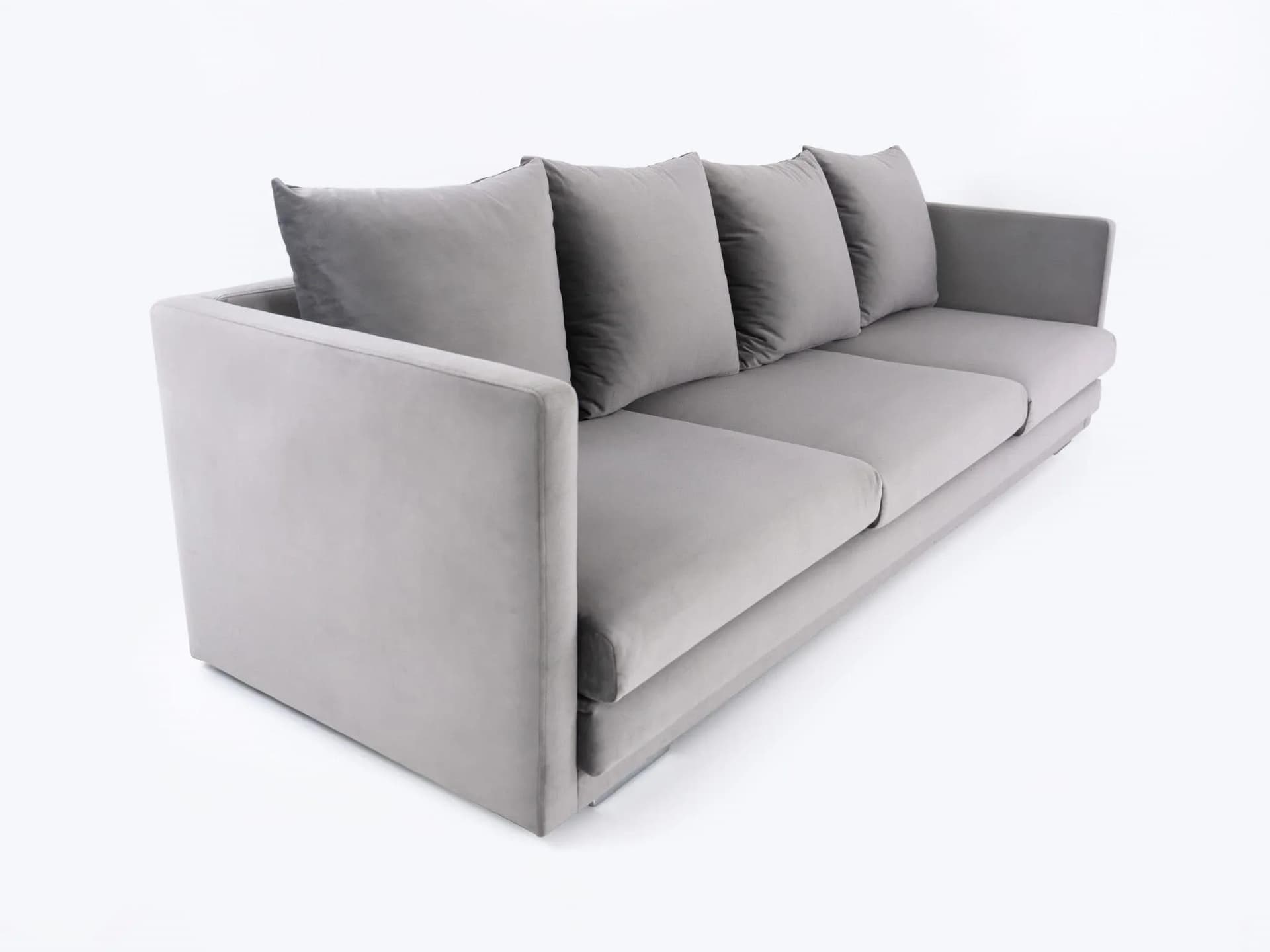 Sofa Malmo, szary velvet, drewno, Polska, lata 90. - 36164