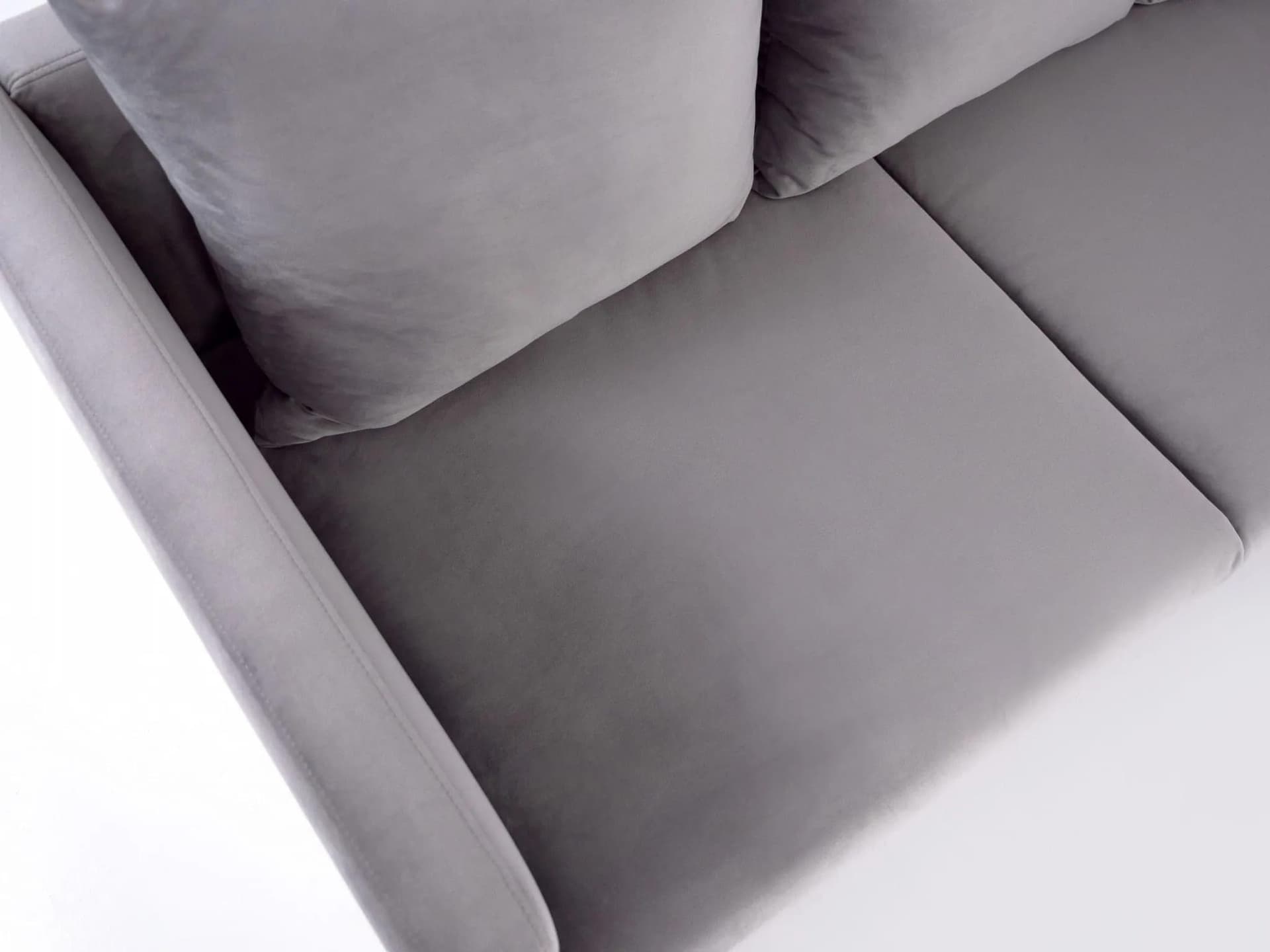 Sofa Malmo, szary velvet, drewno, Polska, lata 90. - 36167