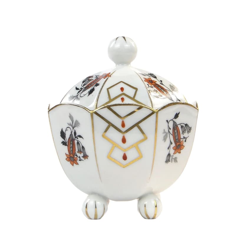 Bonbonniere Art Deco, white porcelain, Mathes & Ebel, Saxony, Germany, 1930s