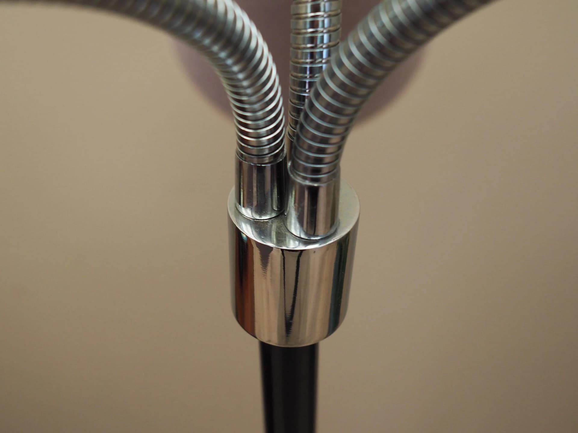 Floor lamp, black metal, beige fabric, Denmark, 1970s. - 36448