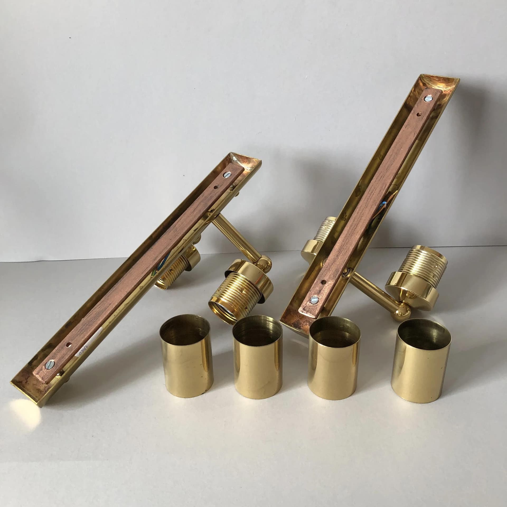 Para kinkietów, złocony mosiądz, Leitner Leuchten, Niemcy, lata 70. - 36254