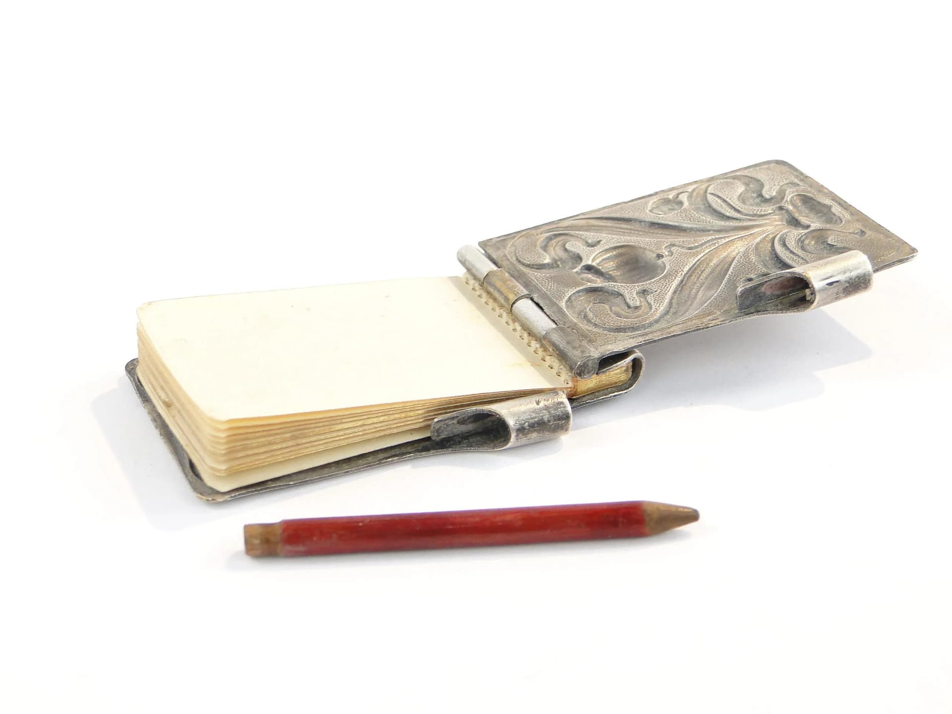 Silvery Art Nouveau Dance Card with Poppy Motifs, Poland, 1900s - 36338