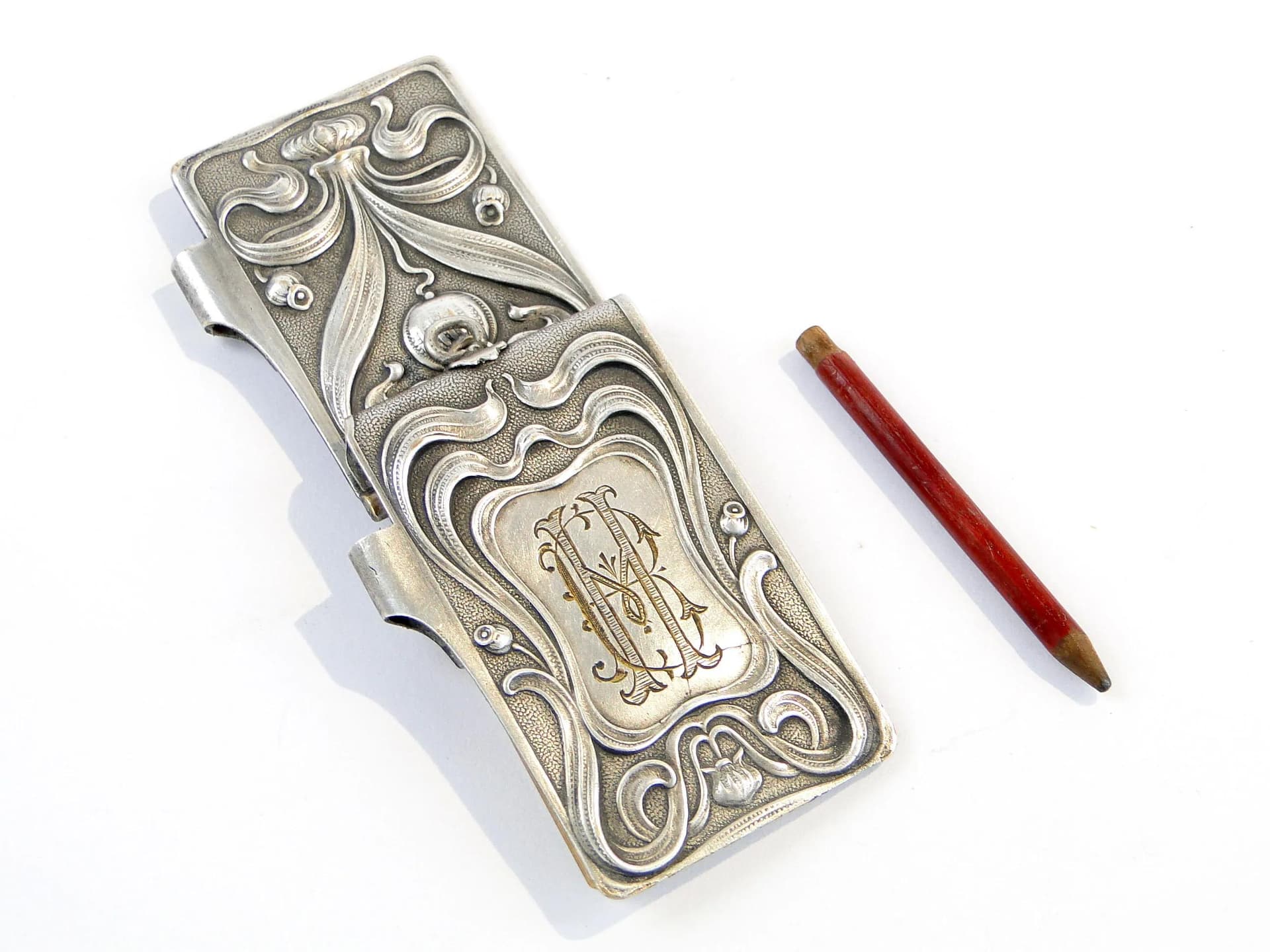 Silvery Art Nouveau Dance Card with Poppy Motifs, Poland, 1900s - 36337